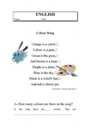 English Worksheet: The Colour Song