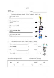 English Worksheet: English Quiz