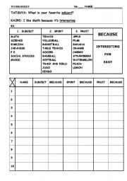 English worksheet: I LIKE BECUASE -