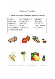 English Worksheet: Fruit and Vegetables