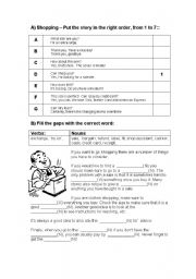 English Worksheet: Shopping - Vocab and Conversation phrases