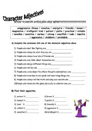 English Worksheet: Character (personality) adjectives