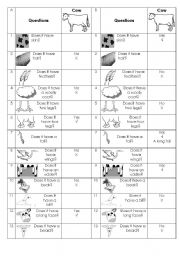 English Worksheet: Farm Animal Barrier Game