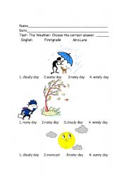 English Worksheet: The Weather  test