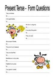 English Worksheet: Present Tense - form questions