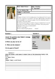 English Worksheet: beginner level activities