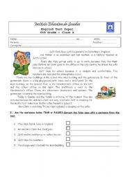 English Worksheet: Test about school and school subjects