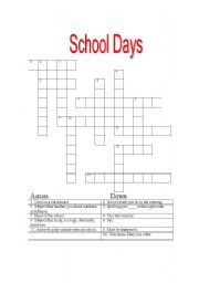 English worksheet: Crossword