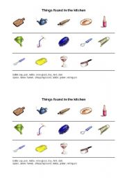 English Worksheet: kitchen items