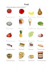 English worksheet: food items