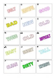 English worksheet: opposite words. Card Game