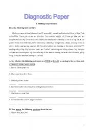 English Worksheet: Diagnostic paper