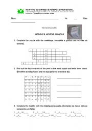 English Worksheet: Days , Months , seasons