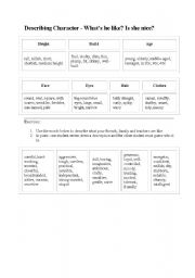 English Worksheet: Describing Character