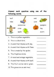English Worksheet: Find the autumn words
