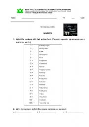 English Worksheet: Numbers