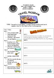 English Worksheet: travel programme