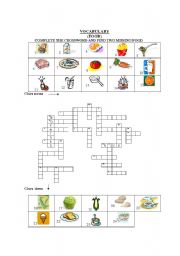 English Worksheet: crossword food