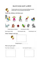 English Worksheet: Have you got a pet?