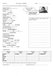 English Worksheet: John Lennon IMAGINE