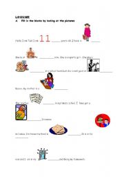 English Worksheet: Paragraph completion with pictures.