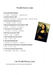 English Worksheet: History Quiz