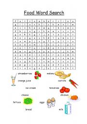 English Worksheet: food wordsearch