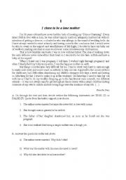 English Worksheet: Chose to be a lonely mother