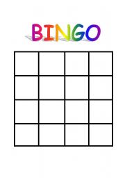 English Worksheet: Bingo Sheet