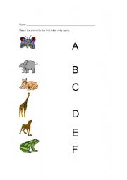 English worksheet: Animal Initial Sounds