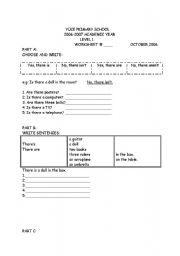 English worksheet: there is there are