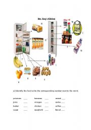 English Worksheet: Mrs. Gray`s Kitchen