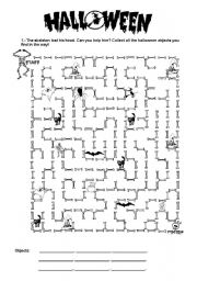 English Worksheet: Halloween Maze