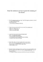 English Worksheet: Idioms Quiz