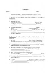 English Worksheet: Present Perfect & Continuous