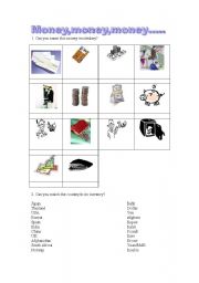 English Worksheet: Money vocabulary