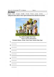 English Worksheet: Shrek Descriptions
