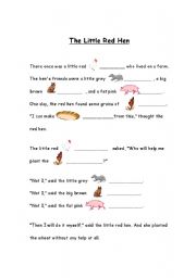 English Worksheet: The Little Red Hen