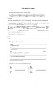 English Worksheet: Past Simple Exercises