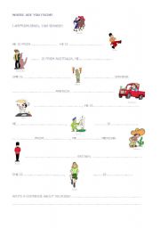 English Worksheet: Where are you from