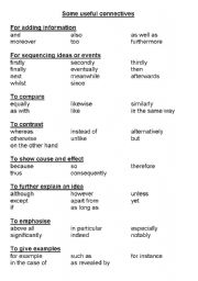 English Worksheet: Connectives