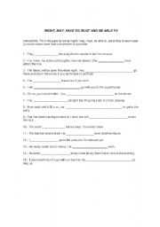 English Worksheet: Might, May, Must Be Able To