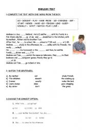 English Worksheet: simple present test