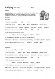 English Worksheet: Bullying Survey