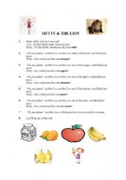 English worksheet: Hetty and the Lion (story with pictures)