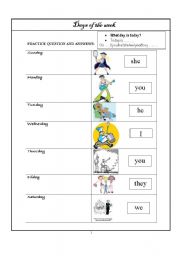 English worksheet: days of the  week