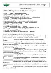 English worksheet: Negative Nouns - how to form them