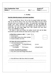 English worksheet: test