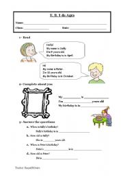 English Worksheet: Age and Birthday