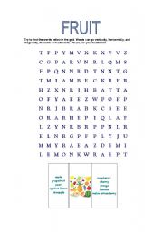 English Worksheet: Find the fruits!!!